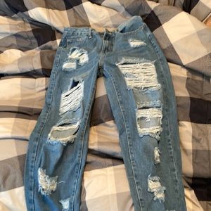 Blue cotton mom jeans extra small